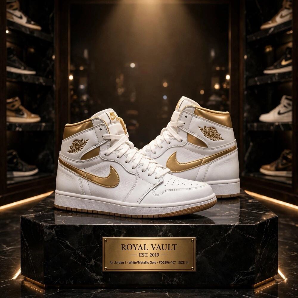 Size 14 - Jordan 1 Retro High OG White Metallic Gold FD2596-107 OG Box